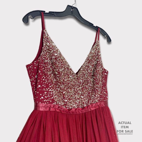 BHLDN Avery Beaded Tulle Gown - Bordeaux - Picture 6 of 9